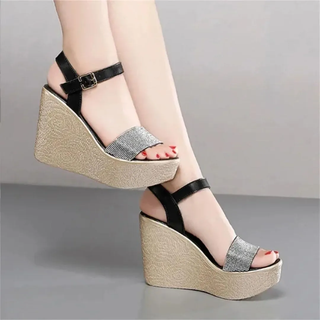 Women's Wedge Sandals With Ankle Strap Platform High Heel Office Casual Wedge Shoes