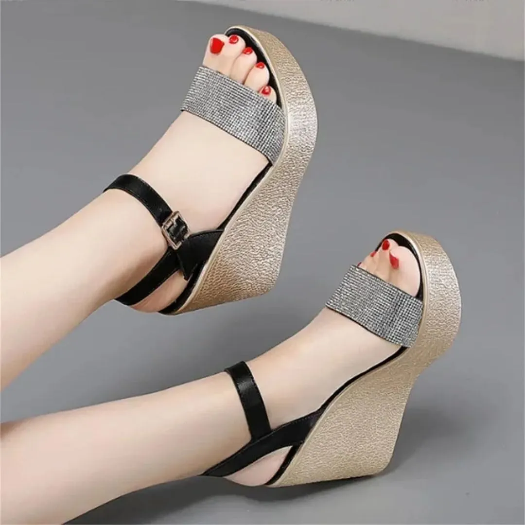 Women's Wedge Sandals With Ankle Strap Platform High Heel Office Casual Wedge Shoes