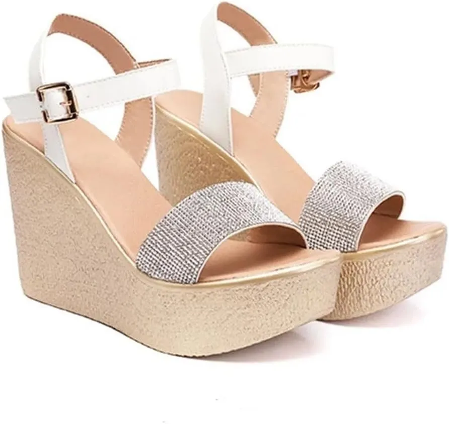 Women's Wedge Sandals With Ankle Strap Platform High Heel Office Casual Wedge Shoes