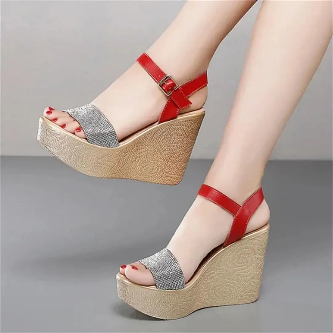 Women's Wedge Sandals With Ankle Strap Platform High Heel Office Casual Wedge Shoes