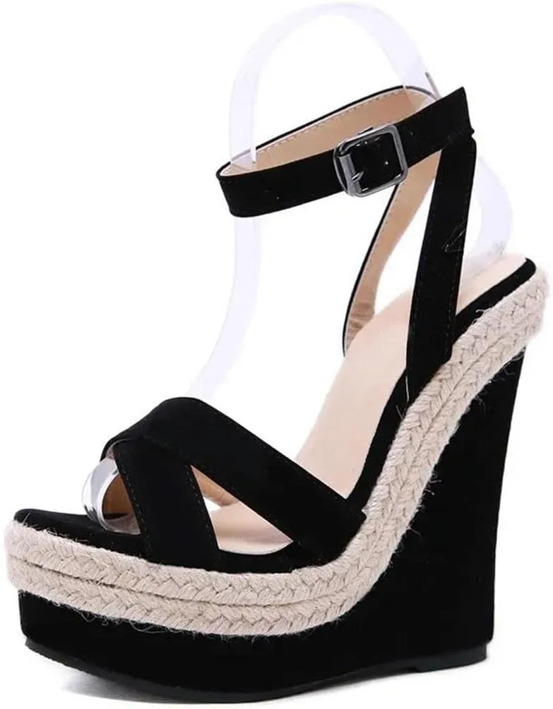 Women's Wedge Sandals With Buckle Strap Platform Hollow Out High Heel Party Casual Shoes