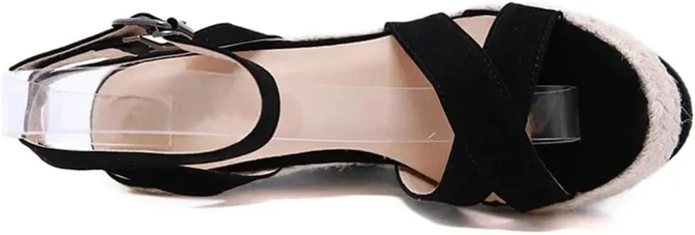 Women's Wedge Sandals With Buckle Strap Platform Hollow Out High Heel Party Casual Shoes
