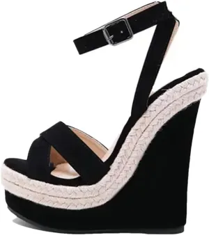 Women's Wedge Sandals With Buckle Strap Platform Hollow Out High Heel Party Casual Shoes