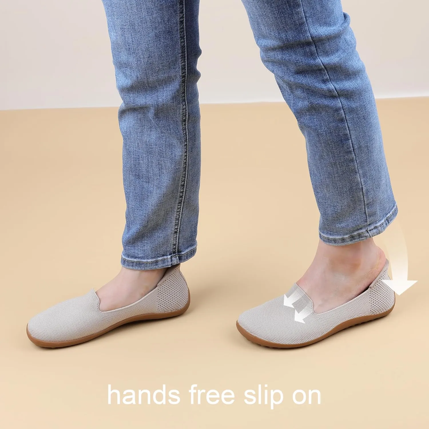 Womens Wide Toe Box Slip on Walking Shoes Non Slip Shoes Arch Support Casual Loafers Soft Knit Shoes