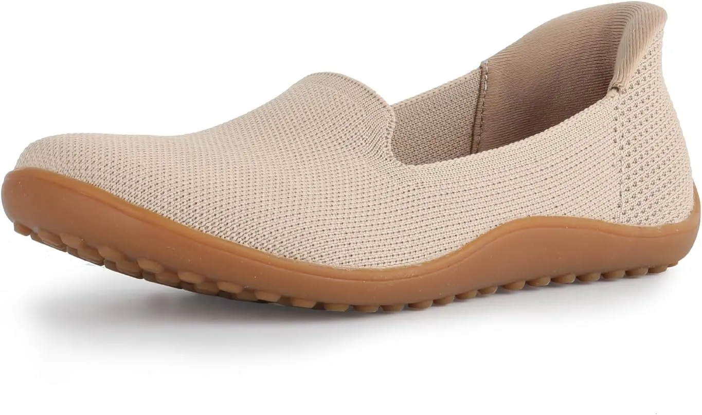 Womens Wide Toe Box Slip on Walking Shoes Non Slip Shoes Arch Support Casual Loafers Soft Knit Shoes