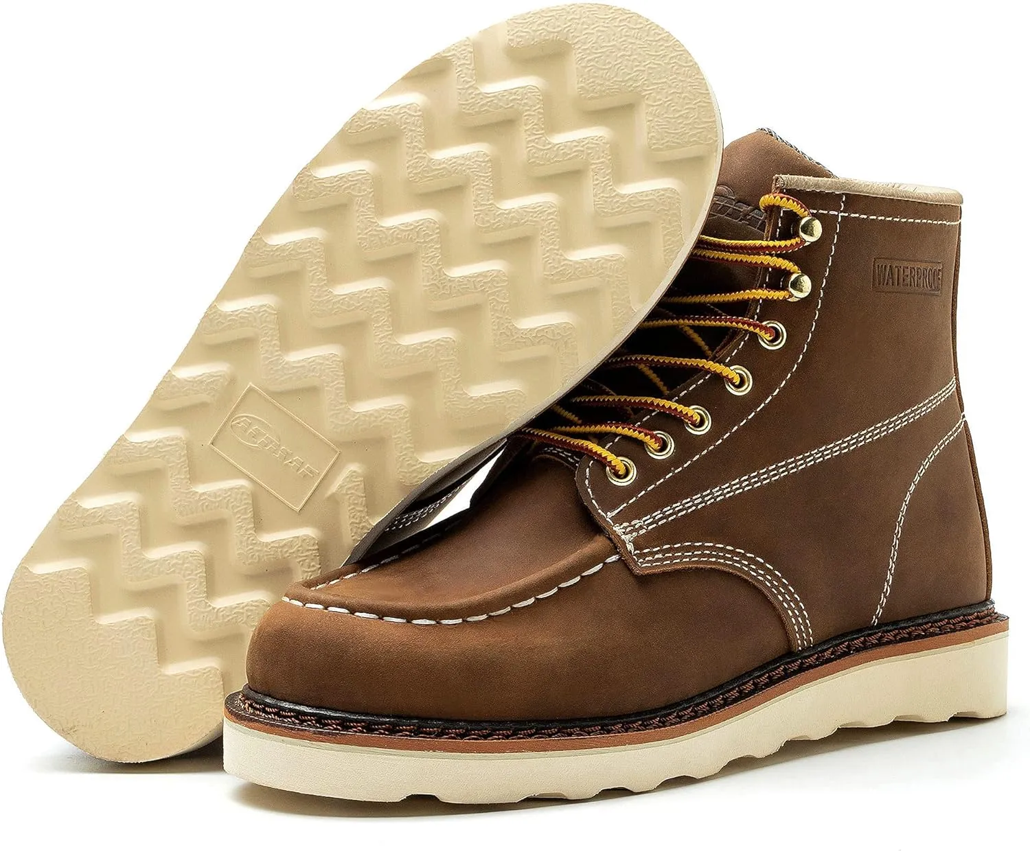 Work Boots for Men - 6 Inch Wedge Soft Toe Mens Work Boots, Waterproof Construction Work Shoes