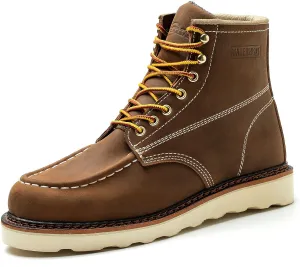 Work Boots for Men - 6 Inch Wedge Soft Toe Mens Work Boots, Waterproof Construction Work Shoes