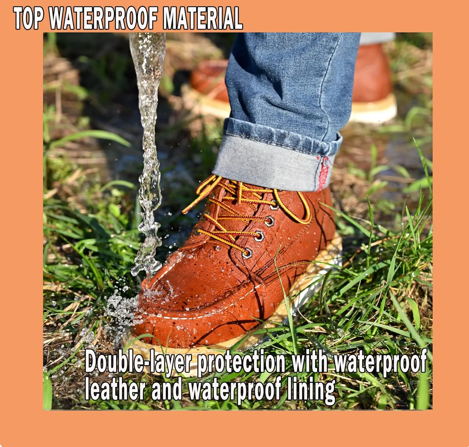 Work Boots for Men, 6" Soft Toe Wedge Sole Waterproof Safety Boots, Comfortable Construction Work Safety Shoes