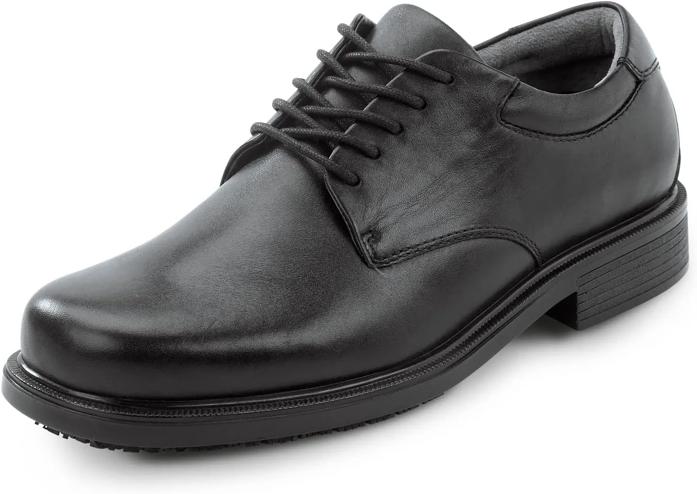 Works Men's, Huron, Black, Dress Style, MaxTrax Slip Resistant, Soft Toe Work Shoe (11.0 W)