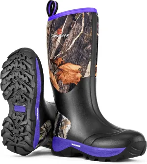 WOVENPAK Rubber Boots for Women, Waterproof Rain Boots Women with Steel Shank, Insulated Hunting Boots, Neoprene Garden Mud Boots All Season for Hunting, Gardening, Farming, Size 6-11