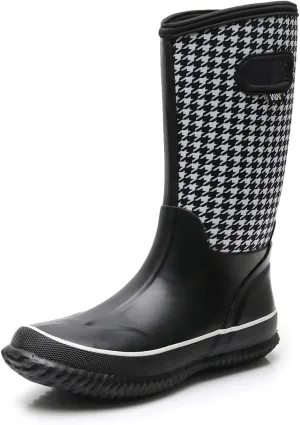WTW Mid Calf Rain Boots for Women - Waterproof Insulated Neoprene Mud Boots Outdoor Hunting Garden Boots