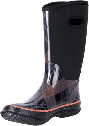 WTW Mid Calf Rain Boots for Women - Waterproof Insulated Neoprene Mud Boots Outdoor Hunting Garden Boots