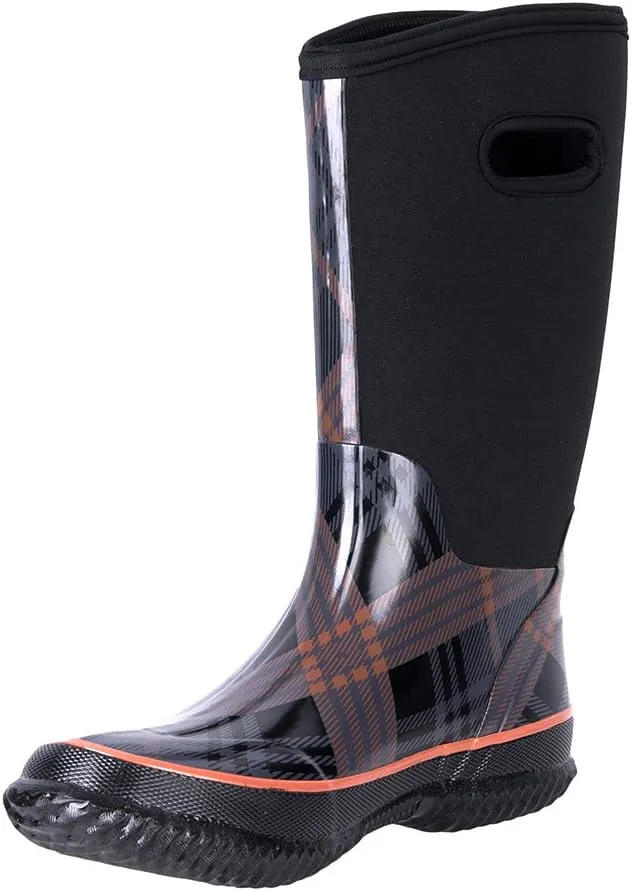 WTW Mid Calf Rain Boots for Women - Waterproof Insulated Neoprene Mud Boots Outdoor Hunting Garden Boots