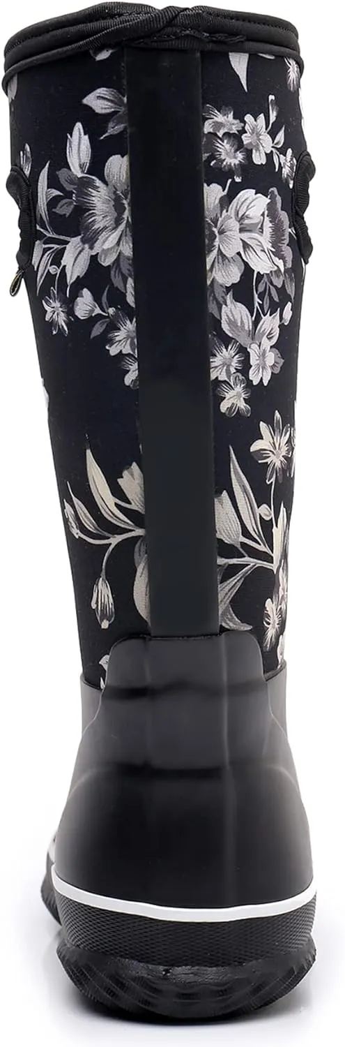 WTW Mid Calf Rain Boots for Women - Waterproof Insulated Neoprene Mud Boots Outdoor Hunting Garden Boots