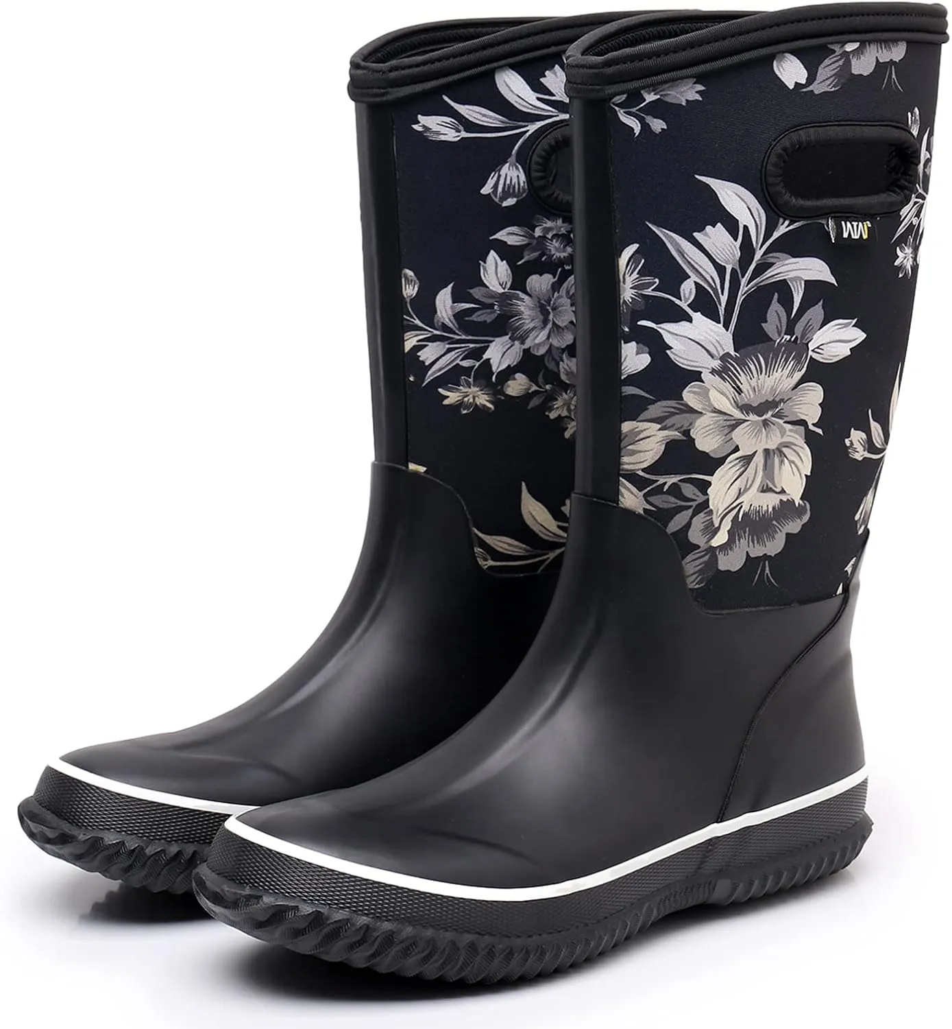 WTW Mid Calf Rain Boots for Women - Waterproof Insulated Neoprene Mud Boots Outdoor Hunting Garden Boots