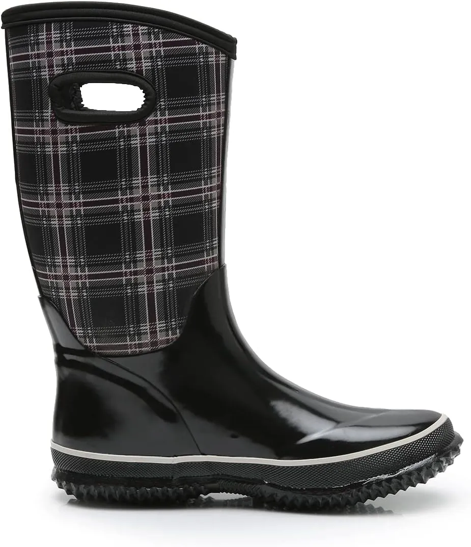 WTW Mid Calf Rain Boots for Women - Waterproof Insulated Neoprene Mud Boots Outdoor Hunting Garden Boots