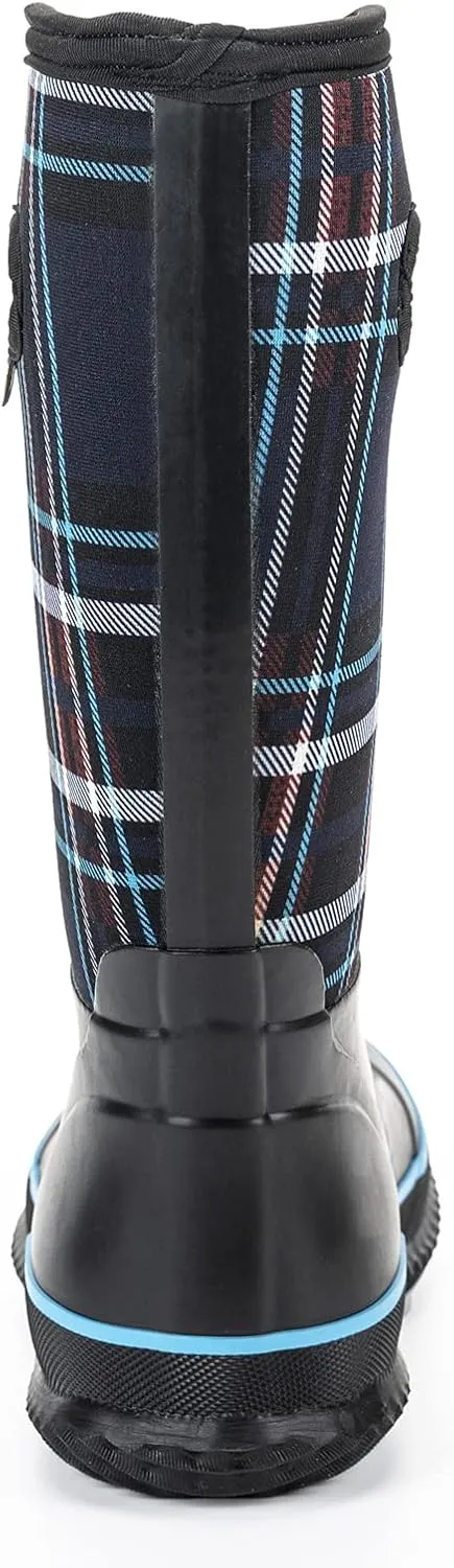 WTW Mid Calf Rain Boots for Women - Waterproof Insulated Neoprene Mud Boots Outdoor Hunting Garden Boots