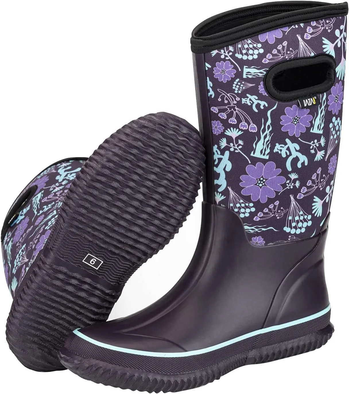 WTW Mid Calf Rain Boots for Women - Waterproof Insulated Neoprene Mud Boots Outdoor Hunting Garden Boots