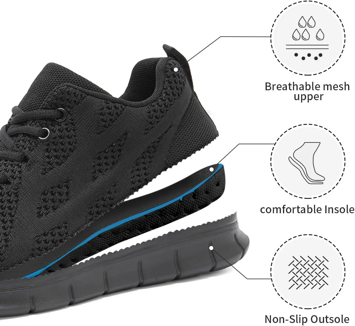 WYGRQBN Mens Walking Shoes Lightweight Breathable Slip On Running Shoes Gym Workout Tennis Fashion Sneakers