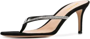 XYD Women's Rhinestones Studded Thong Sandals Open Toe Low Heel Slip On Flip Flops Summer Party Sea Beach Shoes