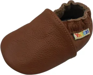 YALION Soft Leather Baby Shoes Moccasins Slip-on Boys Girls Slippers with Elastic Ankle, Anti-Slip First Walking Crib Shoes for Infant Toddlers