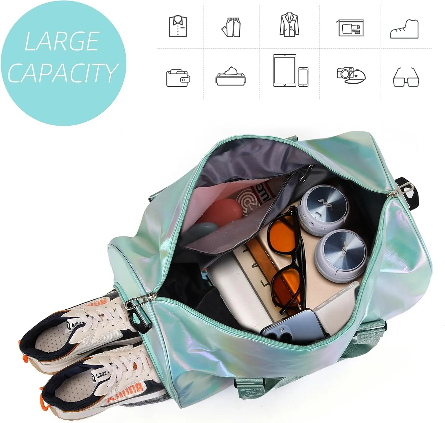 Yaopeing Gym Bag with Shoes Compartment,Sports Duffle Bag for Girls,Waterproof Travel Gym Tote Bags for Women,Green