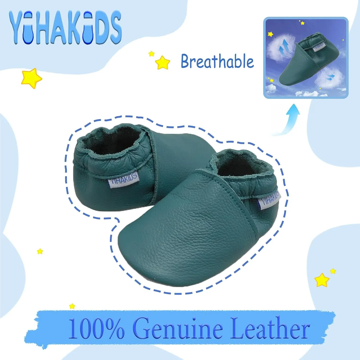 YIHAKIDS Baby Leather Shoes Soft Sole First Walking Moccasins Infants Toddler Boys Girls Crawling Slippers Slip-on Shoes Solid Color Shoes