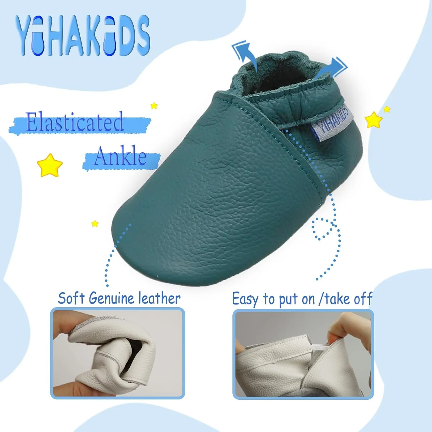 YIHAKIDS Baby Leather Shoes Soft Sole First Walking Moccasins Infants Toddler Boys Girls Crawling Slippers Slip-on Shoes Solid Color Shoes