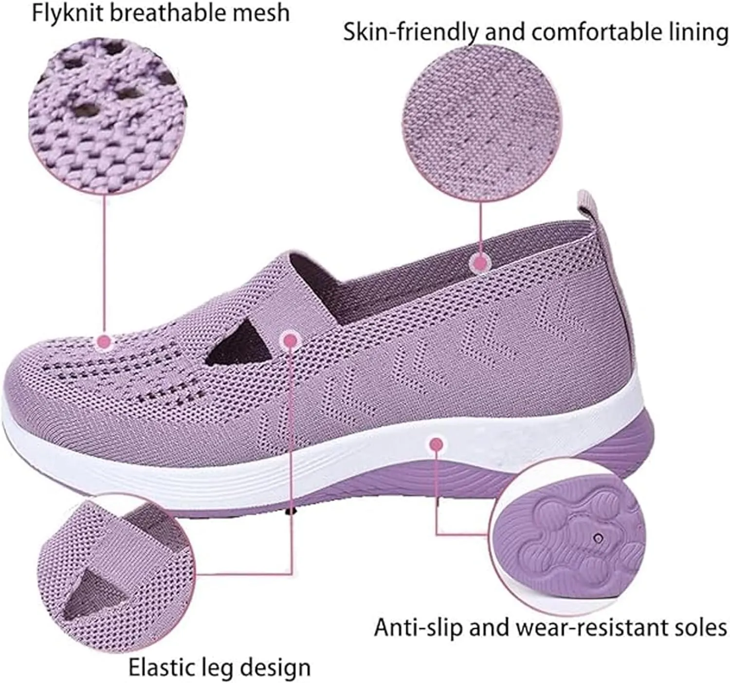 Zapatos Ortopédicos para Mujer Ligeros y Anchos, Women's Orthopedic Walking Shoes Slip on Trainers Comfortable Casual Athletic Shoe Soft Soled Arch Support Hands-Free Sneakers