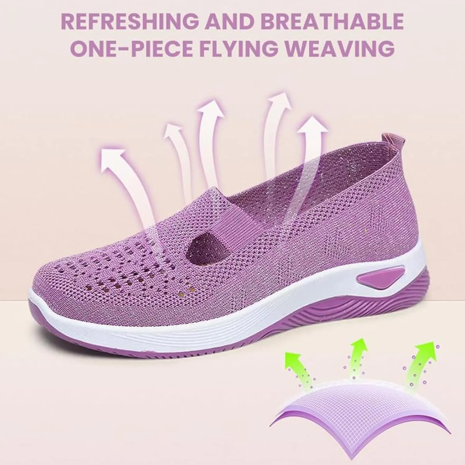 Zapatos Ortopédicos para Mujer Ligeros y Anchos, Women's Orthopedic Walking Shoes Slip on Trainers Comfortable Casual Athletic Shoe Soft Soled Arch Support Hands-Free Sneakers