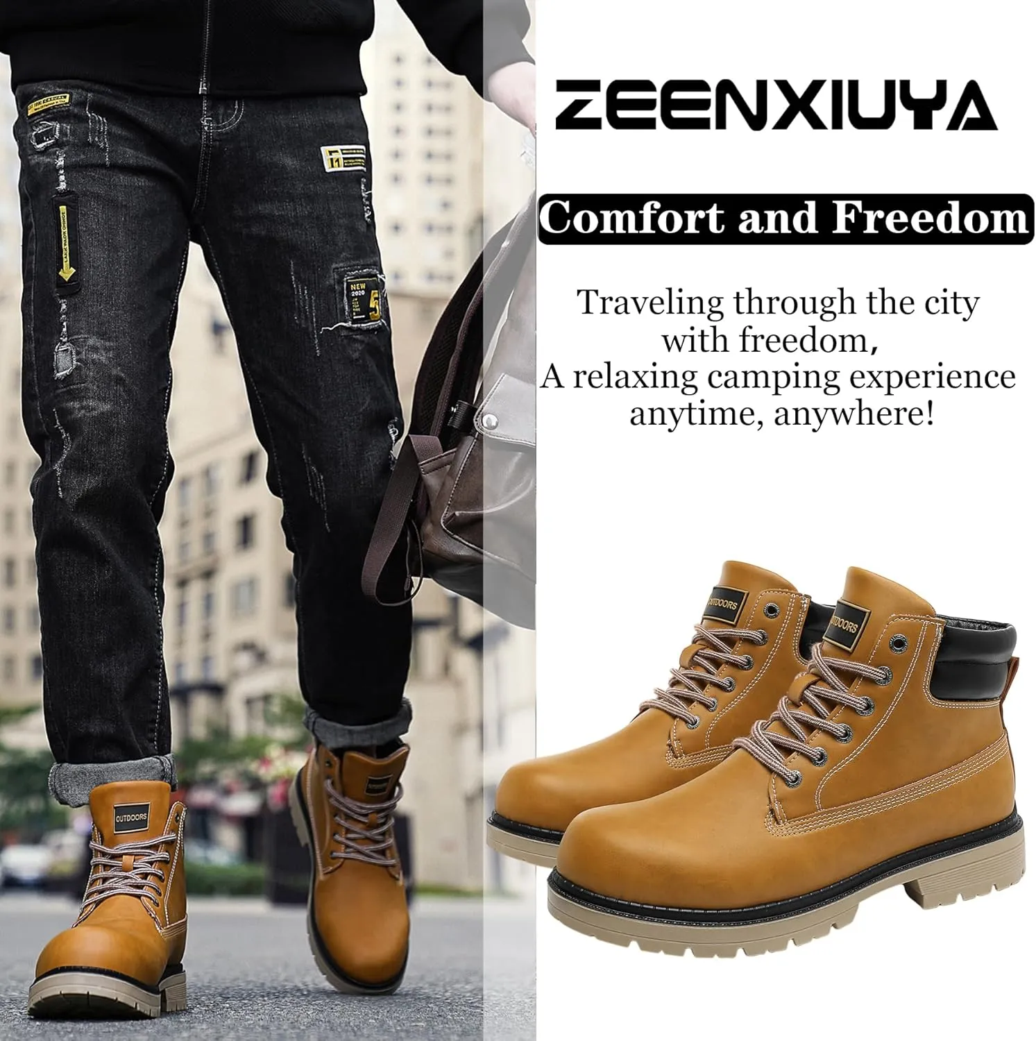 ZEENXIUYA Women's Hiking Boots Men's Chukka Boots Non-slip Outdoor Casual Boot Waterproof Lightweight Comfortable Ankle Lace Up Booties