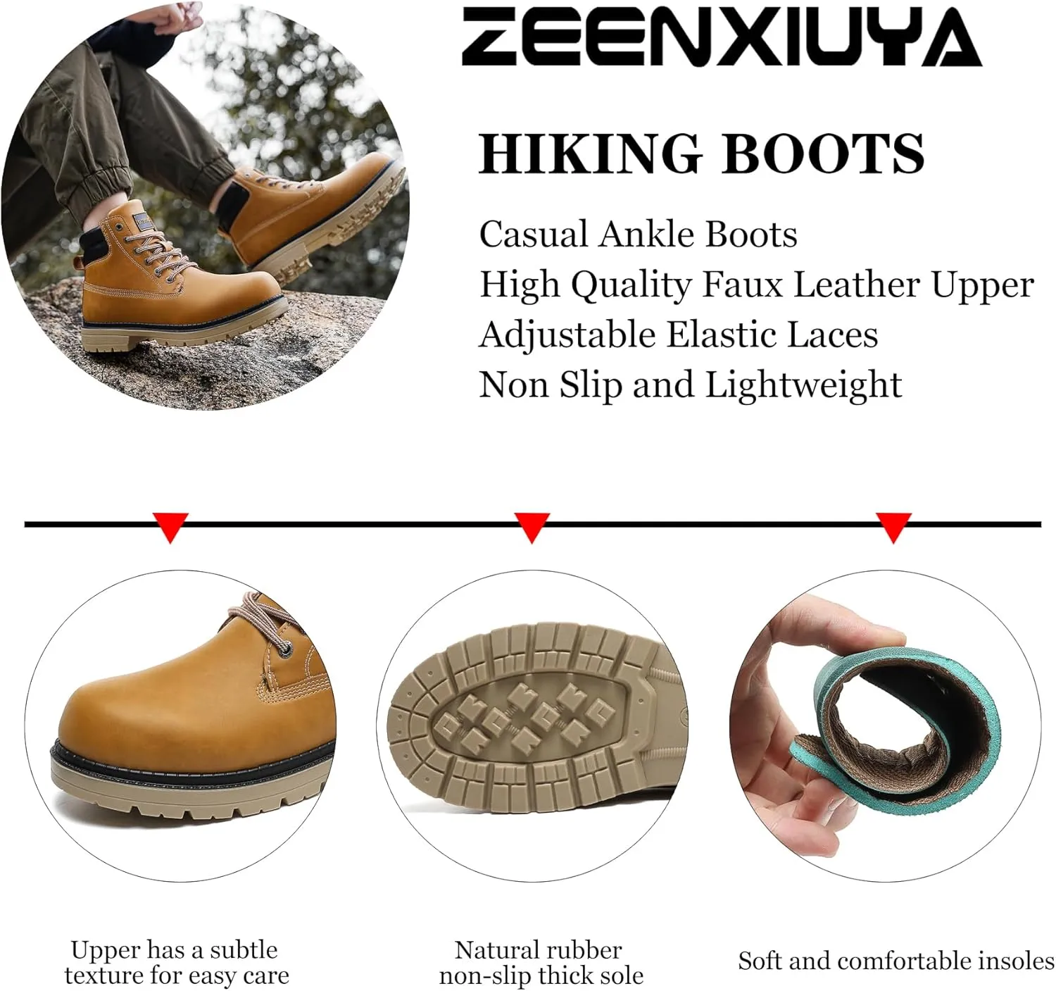 ZEENXIUYA Women's Hiking Boots Men's Chukka Boots Non-slip Outdoor Casual Boot Waterproof Lightweight Comfortable Ankle Lace Up Booties